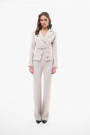 CREPE BLAZER WITH GOLD BUTTONS AND A MATERIAL BELT